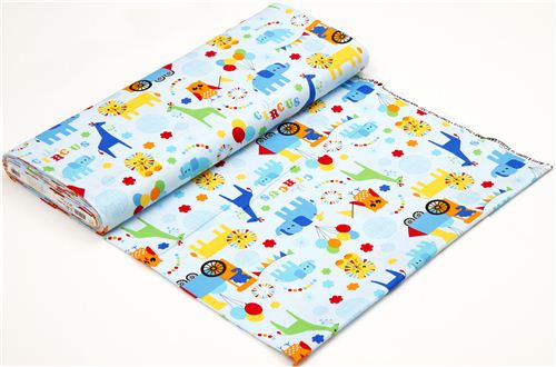 light blue fabric circus animals locomotion Robert Kaufman 3
