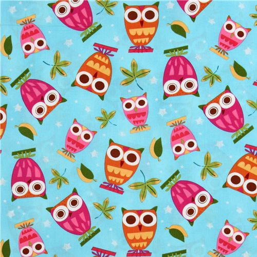 light blue fabric cute owls Robert Kaufman On a Whim 2