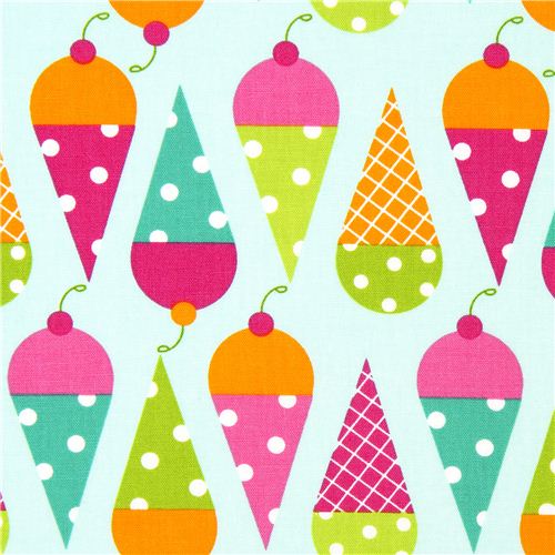 light blue fabric with ice cream cone de Robert Kaufman 1