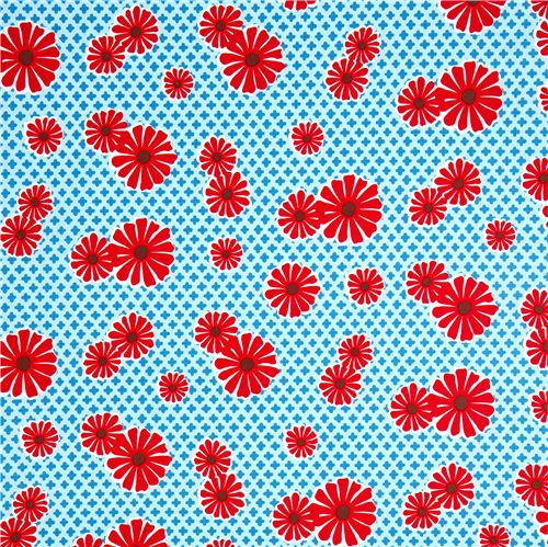 light blue flower organic fabric par Robert Kaufman 2