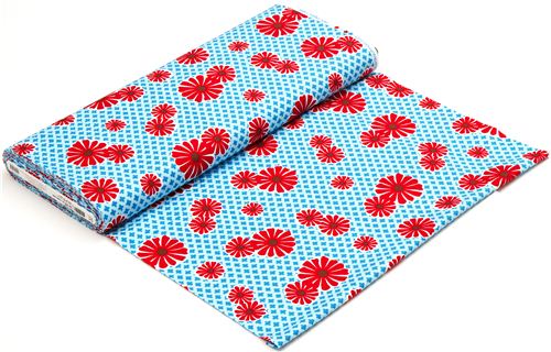 light blue flower organic fabric par Robert Kaufman 3