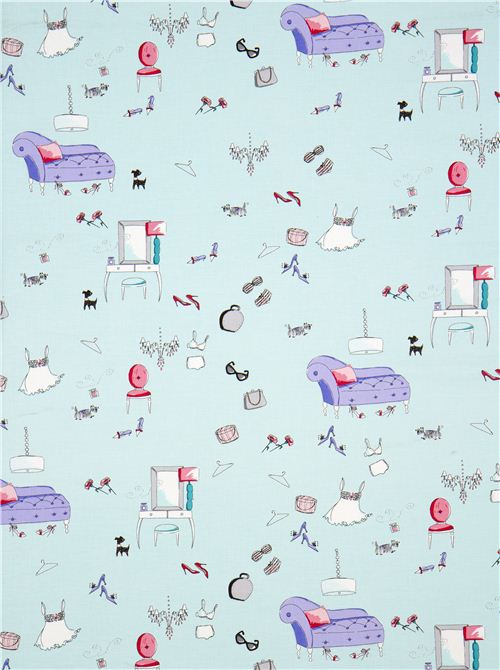 hellblauer Frauen Zimmer Designer Stoff Schminktisch Kleid 2