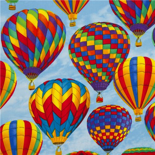 Tela azul claro de globos aerostático x Timeless Treasures Tela