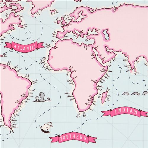 light blue maritime nautical map fabric by Michael Miller Fabric