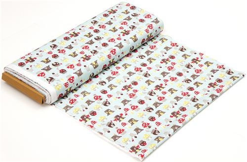 light blue organic fabric with fox toadstool by monaluna 3