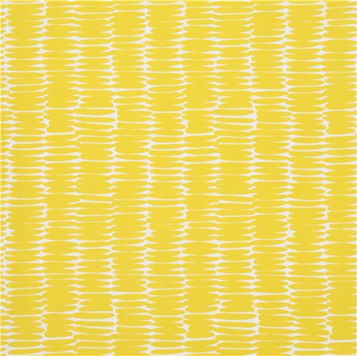 Rimanenza di (32 x 110 cm) - tessuto bianco panna in tela ovali gialli Kokka Giappone 2