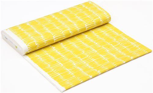 Rimanenza di (32 x 110 cm) - tessuto bianco panna in tela ovali gialli Kokka Giappone 3
