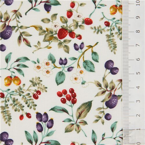 Remnant (40 x 110 cm) - off-white Nakamura colorful berry fabric from Japan 2