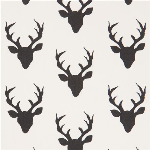 Cremefarbener Stoff mit schwarzen Hirschen von Art Gallery Fabrics Stoff