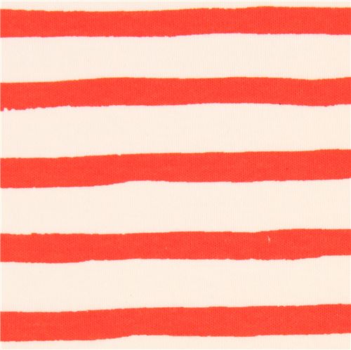 Tissu en jersey bio avec des rayures orange et crme clair, par birch USA Tissu