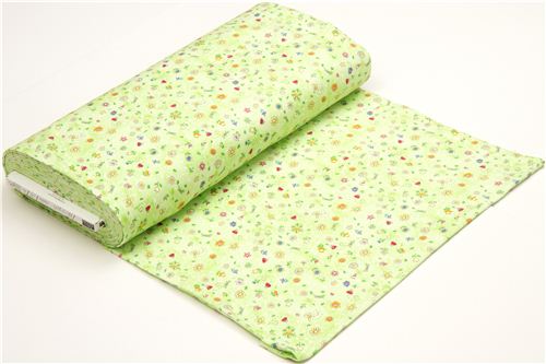 light green flannel fabric flower ladybird butterfly USA 3