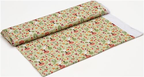 Resto de (23 x 152 cm) - Tela orgánica de punto jersey verde claro con gnomos de jardín de Lillestof 4