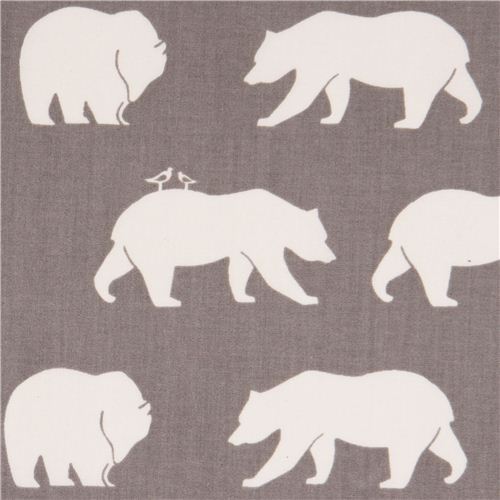 Tela orgnica popelina gris osos de birch 'Bear Hike' EE. UU. Tela