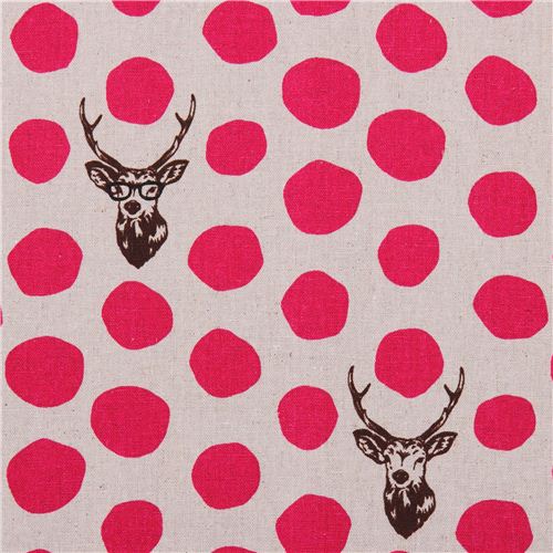 hellgrauer echino samber Canvas Stoff Hirsch mit Polka Dots aus Japan Stoff