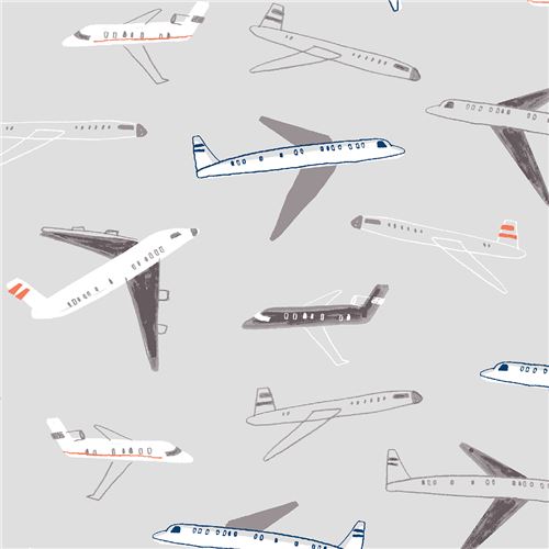 light grey fabric airplane flight by Dear Stella USA Fabric
