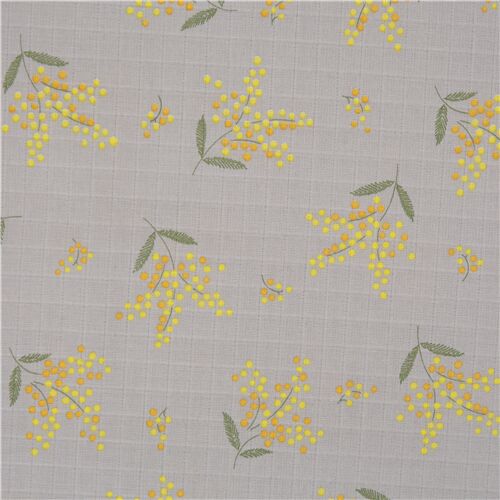 Tumbling Yellow Botanical Flower Checkered Fabric