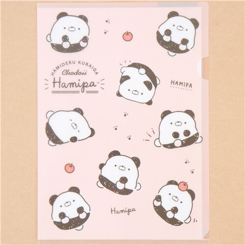 light peach A4 plastic folder with Hamipa panda