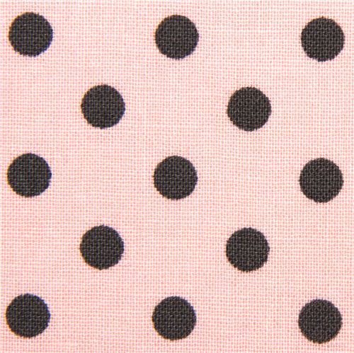 Tissu Michael Miller rose clair à pois gris foncé Tissu