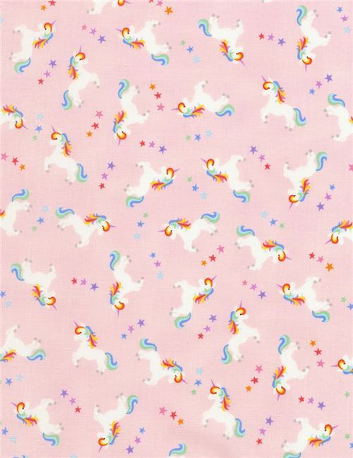 Remnant (30 x 112 cm) - light pink fabric with unicorn mini star by Timeless Treasures 2