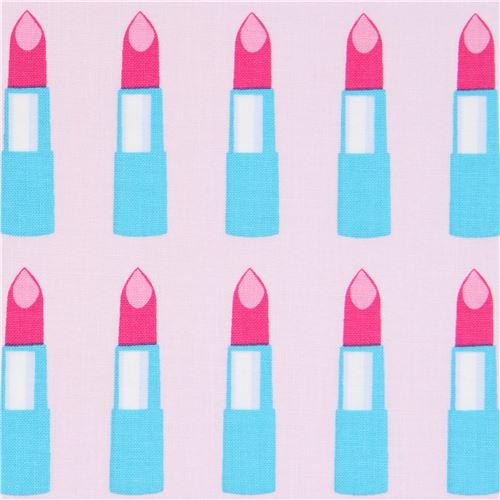 Hellrosa Stoff mit Lippenstiften von Michael Miller Stoff