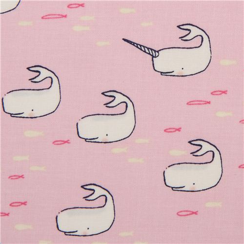 light pink maritime whale animal fabric by Michael Miller Fabric