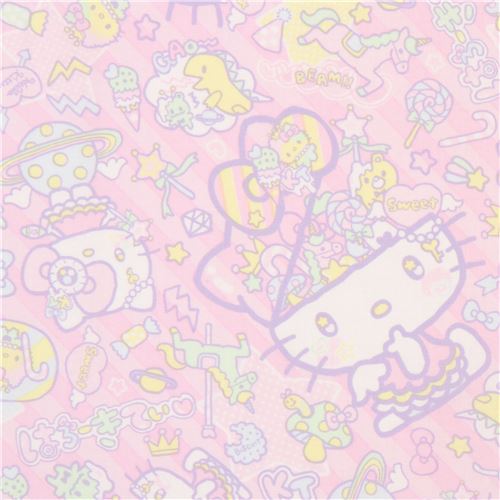 light pink stripe Hello Kitty sweet treat fabric Fabric