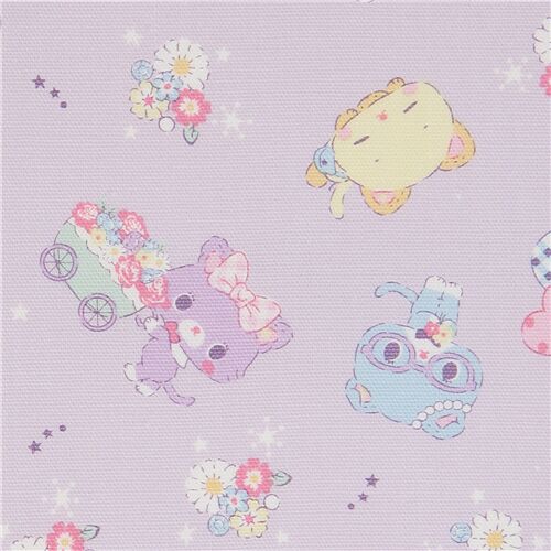 Tissu lamin violet clair avec le chat Mewkledreamy Tissu
