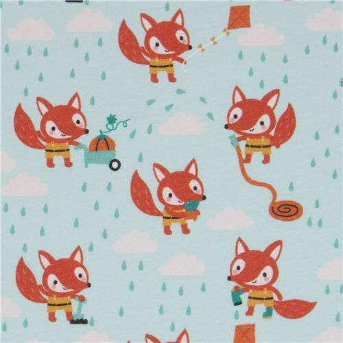 Cute Foxes in the Garden Lillestoff Fabric