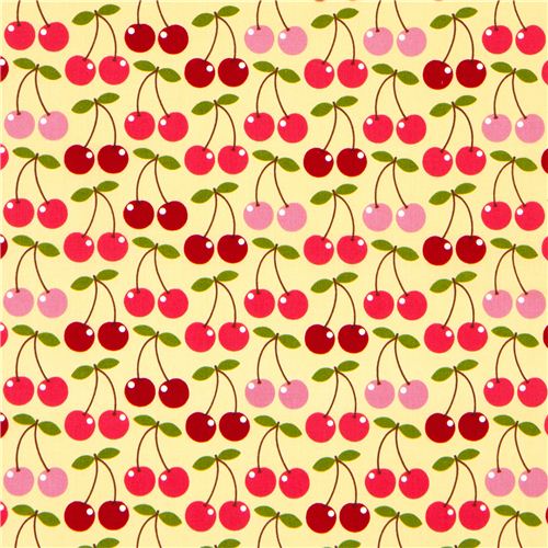 light yellow cherry fabric by Timeless Treasures USA 2