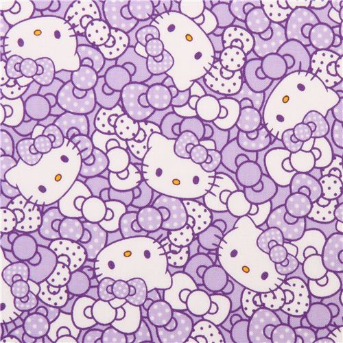 lilac Hello Kitty cute face and bow fabric by Kokka 