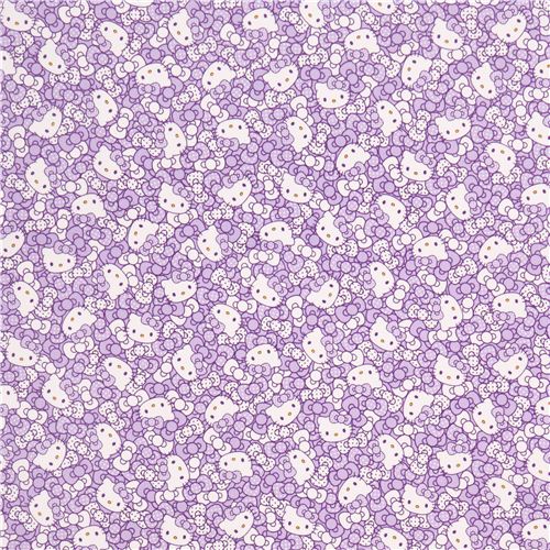 lilac Hello Kitty cute face and bow fabric by Kokka  2