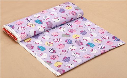 Tela lila linda cara gata Hello Kitty de Kokka  3