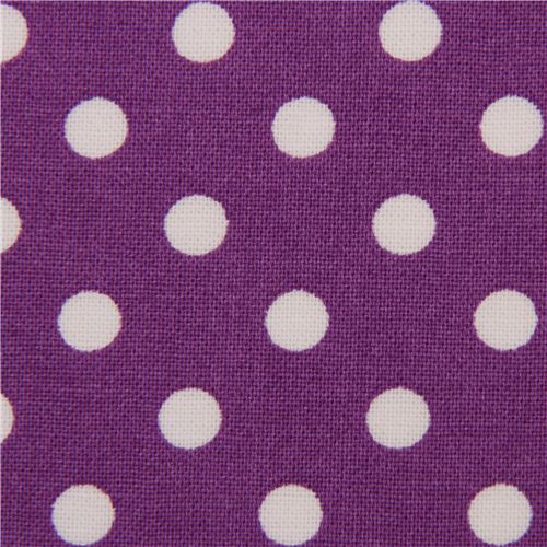 lilac Michael Miller fabric with white polka dots Fabric