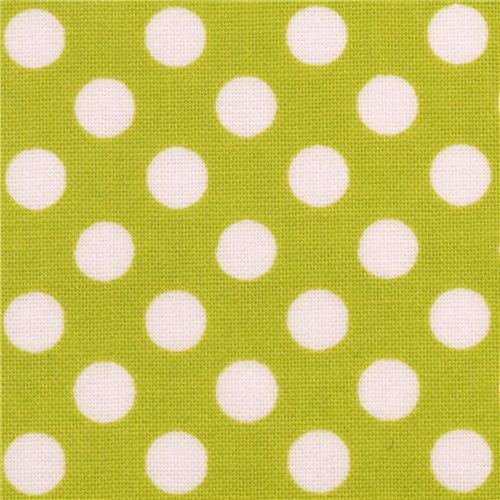lime green Riley Blake polka dot laminate fabric white dots Fabric