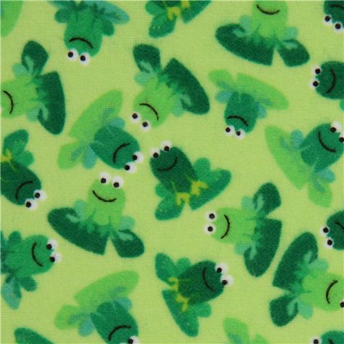 Tissu flanelle Timeless Treasures vert citron, grenouilles Tissu