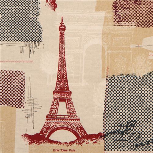tessuto color lino Parigi Torre Eiffel Timeless Treasures Tessuto