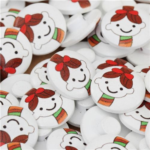 Botón redondo con dibujo de niña