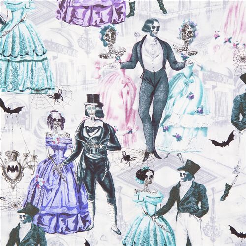 tessuto costumi vittoriani scheletri ballo Tessuto