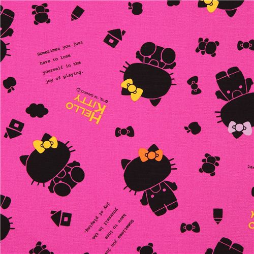 Tissu Oxford japonais magenta avec des ombres dHello Kitty par Sanrio