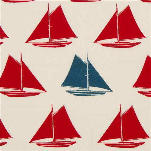 maritimer birch Segelschiff Bio-Stoff Sailboats rot Stoff