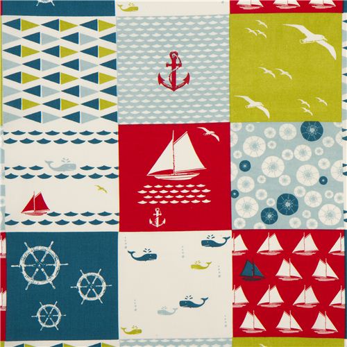 tessuto patchwork birch bio marittimo Set Sail Tessuto