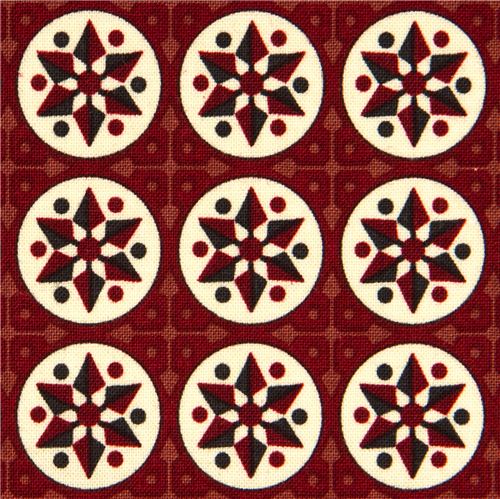 maroon Riley Blake fabric with stars and circles 1