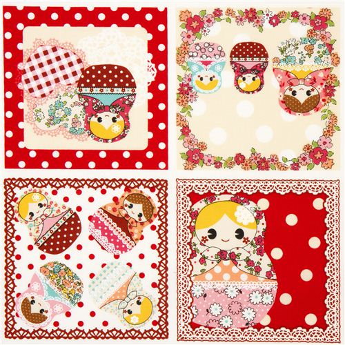matryoshka dolls in squares Kokka fabric polka dots 1