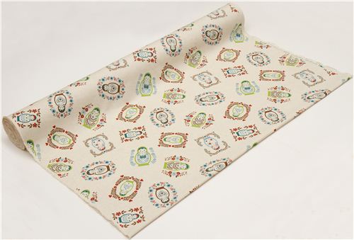 matryoshka fabric with bird heart flower by Kokka 3