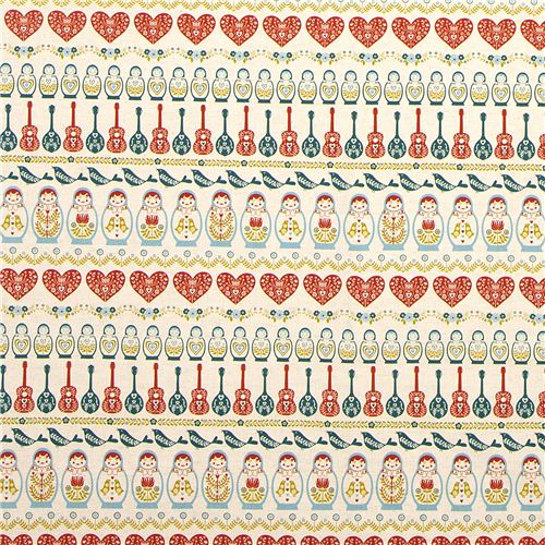 matryoshka fabric with bird heart guitar by Kokka 2