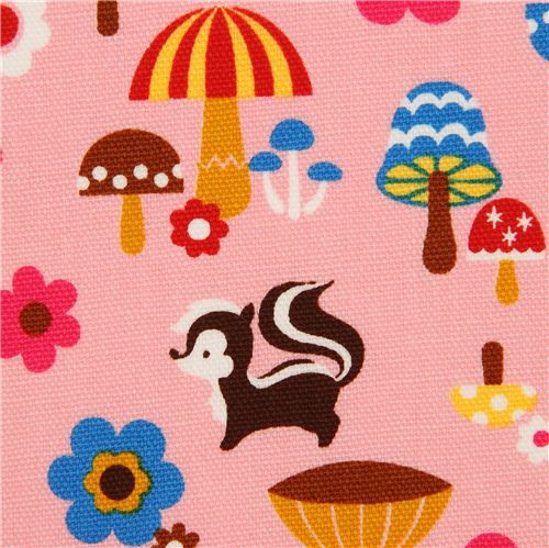 Tessuto laminato opaco rosa animali foresta Cosmo Giappone Tessuto