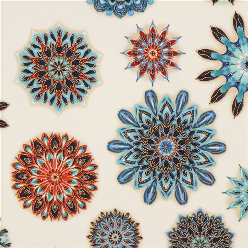 metallic embellished Robert Kaufman flower fabric Fabric