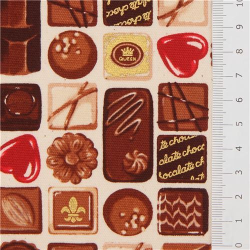 Remnant (39 x 112 cm) - metallic gold Cosmo oxford fabric with chocolates 3