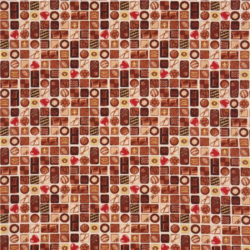 Remnant (39 x 112 cm) - metallic gold Cosmo oxford fabric with chocolates 4