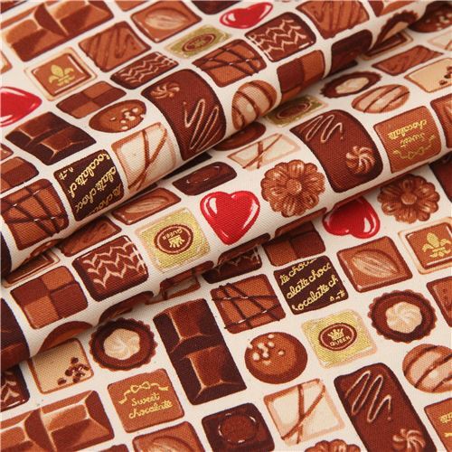 Remnant (39 x 112 cm) - metallic gold Cosmo oxford fabric with chocolates 5